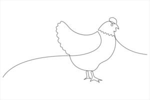 continu un ligne art dessin de animal de compagnie animal poulet concept contour vecteur illustration