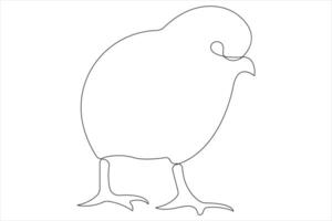 continu un ligne art dessin de animal de compagnie animal poulet concept contour vecteur illustration