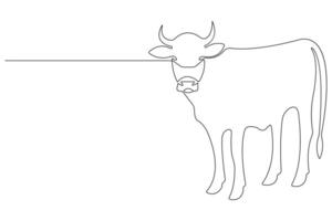 continu un ligne art dessin de vache animal de compagnie animal concept contour vecteur illustration