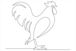 continu un ligne art dessin de animal de compagnie animal poulet concept contour vecteur illustration