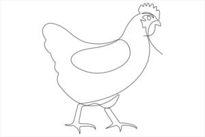 continu un ligne art dessin de animal de compagnie animal poulet concept contour vecteur illustration