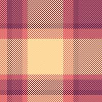 rustique plaid vérifier modèle, rugueux textile texture vecteur. été tartan en tissu sans couture Contexte dans rouge et ambre couleurs. vecteur