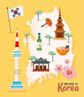 icônes d'affiche de la culture coréenne vecteur