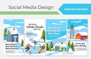 social médias histoires ensemble avec hiver vacances offre vecteur