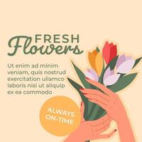 Frais fleurs, toujours sur temps publicité affiche vecteur