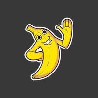 banane mascotte autocollant en disant Bonjour vecteur