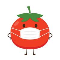 tomate dessin animé. tomate personnage conception. tomate sur blanc Contexte. tomate portant une visage masque. vecteur