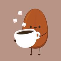 café tasse et sucre cube personnage conception. dessin animé vecteur. vecteur
