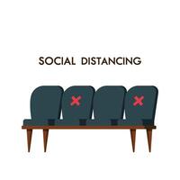 social distanciation. chaises sur blanc Contexte. social distanciation. affiche conception. vecteur