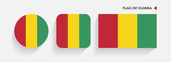 Guinée drapeaux arrangé dans rond, carré et rectangulaire formes vecteur