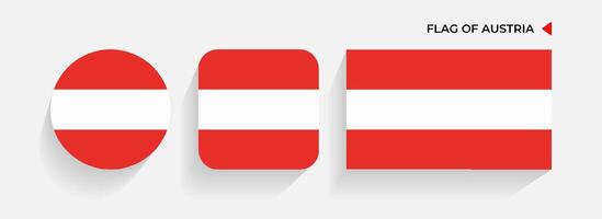 L'Autriche drapeaux arrangé dans rond, carré et rectangulaire formes vecteur