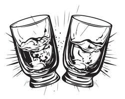 deux des lunettes de whisky. à votre santé verre vecteur illustration