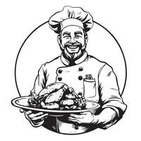 illustration de une chef en portant délicieux plat vecteur