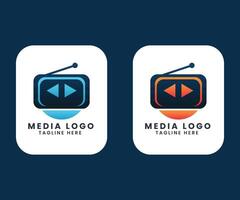 Créatif multimédia jouer l'audio vidéo la télé film cinéma joueur concept vecteur logo conception modèle