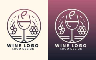 du vin verre bouteille vecteur illustration logo pour une du vin magasin ou restaurant et bar