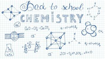 chimie retour à école main tiré graphique sur une école papier feuille vecteur