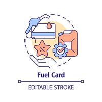 carburant carte multi Couleur concept icône. voiture flotte dépenses, argent économie. dépense contrôle. rond forme ligne illustration. abstrait idée. graphique conception. facile à utilisation dans infographie, présentation vecteur