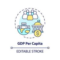 gdp par tête multi Couleur concept icône. socio-économique indicateur. individuel Paiement base. rond forme ligne illustration. abstrait idée. graphique conception. facile à utilisation dans brochure, brochure vecteur