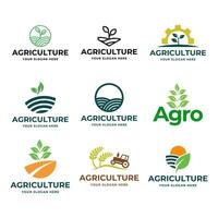 agriculture logo conception. ensemble de icône. agronomie logo avec plante isolé sur blanc Contexte vecteur