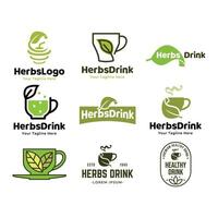 ensemble de vecteur herbes boisson ou thé logos sur une vert Contexte