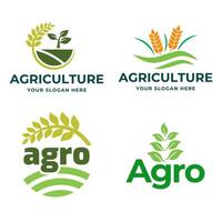 agriculture logo conception. ensemble de icône. agronomie logo avec plante isolé sur blanc Contexte vecteur