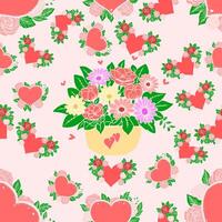 fleurs et l'amour dans une rose thème dans une sans couture modèle conception vecteur