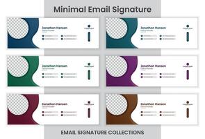 Créatif email Signature conception 6 couleurs email Signature ensemble. vecteur