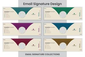 Créatif email Signature conception 6 couleurs email Signature ensemble. vecteur