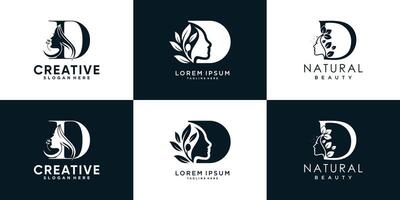 lettre logo ré conception collection avec la nature beauté concept prime vecteur