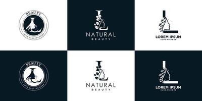 lettre logo l conception collection avec la nature beauté concept prime vecteur