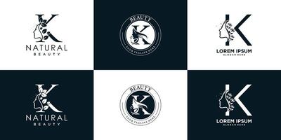 lettre logo k conception collection avec la nature beauté concept prime vecteur