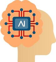 artificiel intelligence plat pente icône vecteur