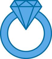 diamant bague rempli bleu icône vecteur