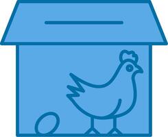 poulet coopérative rempli bleu icône vecteur