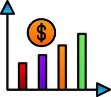 revenu ligne rempli pente icône vecteur