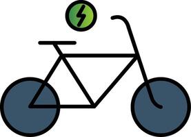 électrique vélo ligne rempli pente icône vecteur