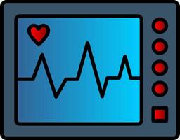 ecg machine ligne rempli pente icône vecteur