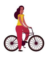 jeune femme à vélo vecteur