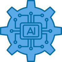 artificiel intelligence rempli bleu icône vecteur