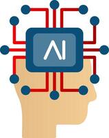 artificiel intelligence plat pente icône vecteur