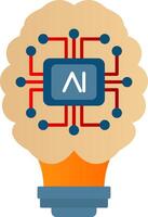 artificiel intelligence plat pente icône vecteur