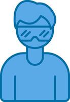 virtuel des lunettes rempli bleu icône vecteur