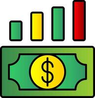argent croissance ligne rempli pente icône vecteur
