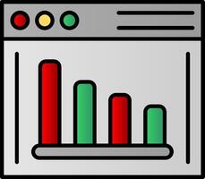 statistiques ligne rempli pente icône vecteur