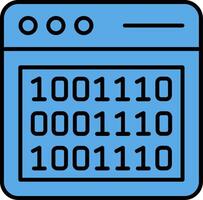 binaire code rempli bleu icône vecteur