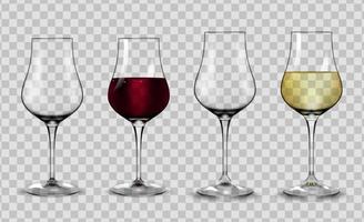 verres pleins et vides pour le vin blanc et rouge. vecteur