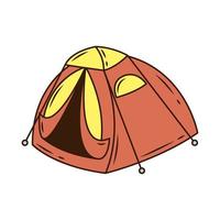 ligne d'outil de tente de camping rouge et icône de style de remplissage vecteur
