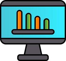 moniteur écran ligne rempli pente icône vecteur