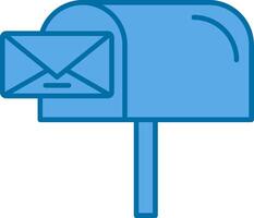 courrier boîte rempli bleu icône vecteur