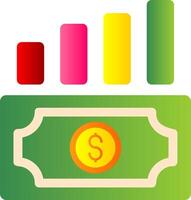 argent croissance plat pente icône vecteur